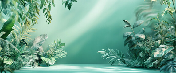 Poster - abstract podium nature background for cosmetics display product promotion with generative ai.