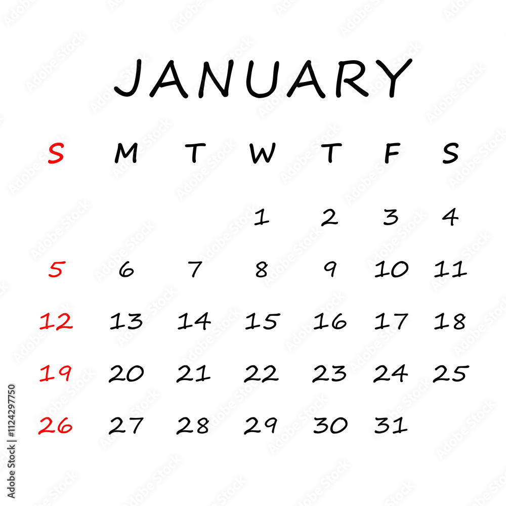 Januari 2025 Calendar Png Transparent Background Stock Illustration Januari 2025 calendar png transparent background stock illustration