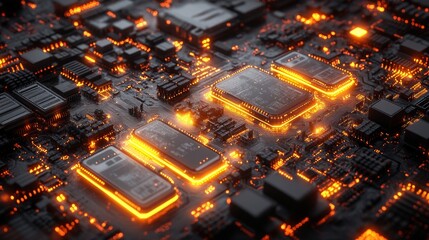 Poster - Aerial View of Futuristic Cryptocurrency Mining Facility with Illuminated Servers
