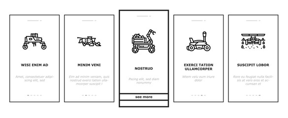 Poster - robot harvests automation onboarding mobile vector agriculture technology, innovation efficiency, sustainability precision, ai robot harvests automation illustrations