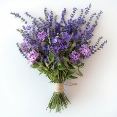 Aufkleber - A wedding bouquet with lavender on white clean background.