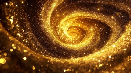 Poster - Gold Glitter shiny swirl isolated dark background