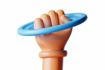 Aufkleber - A 3D-rendered cartoon hand firmly grips a vibrant blue ring.