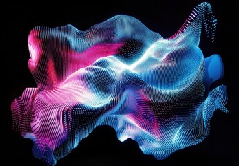 Fototapete - Colorful Abstract Waveform with Dots and Light Effects on Black Background, Creating a Modern and Futuristic Visual Design for Creative Projects