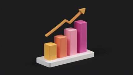 Leinwandbilder - An upward trending bar graph showcases growth and progress with a vibrant color scheme.