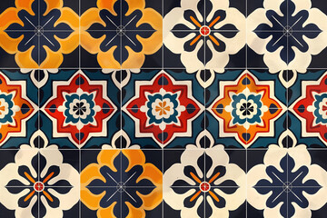 Poster - Geometric tile featuring intricate patterns with bold colors.