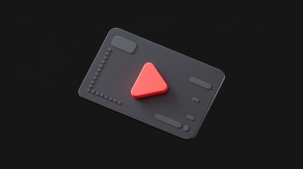 Poster - A dark gray card with a red play button, representing digital media or online streaming.