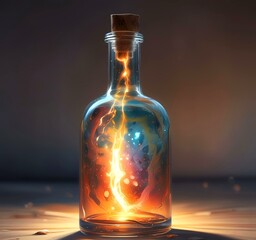 Poster - Illustration of bottle with magic spark inside.