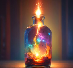 Poster - Illustration of bottle with magic spark inside.