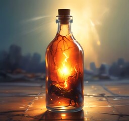Poster - Illustration of bottle with magic spark inside.