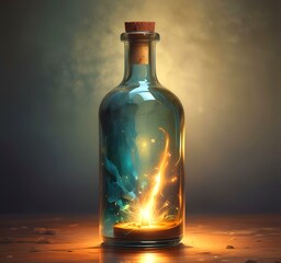 Poster - Illustration of bottle with magic spark inside.