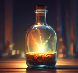 Poster - Illustration of bottle with magic spark inside.