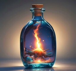 Poster - Illustration of bottle with magic spark inside.