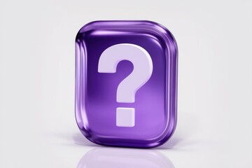 Leinwandbilder - A glossy purple button with a white question mark, symbolizing inquiry or uncertainty.