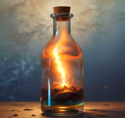 Poster - Illustration of bottle with magic spark inside.