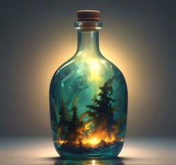 Poster - Illustration of bottle with magic spark inside.
