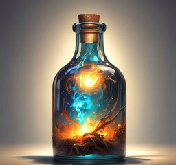Poster - Illustration of bottle with magic spark inside.