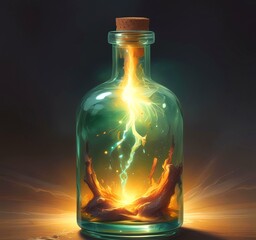 Poster - Illustration of bottle with magic spark inside.