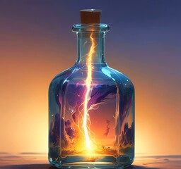 Poster - Illustration of bottle with magic spark inside.