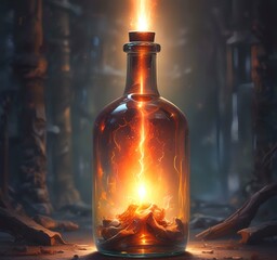 Poster - Illustration of bottle with magic spark inside.
