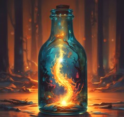 Poster - Illustration of bottle with magic spark inside.