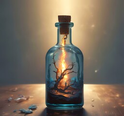 Poster - Illustration of bottle with magic spark inside.