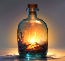 Poster - Illustration of bottle with magic spark inside.