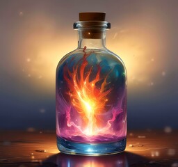 Poster - Illustration of bottle with magic spark inside.