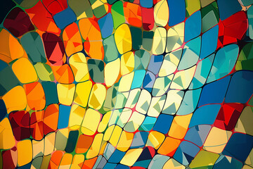 Aufkleber - Modern tile with abstract shapes and dynamic colors.