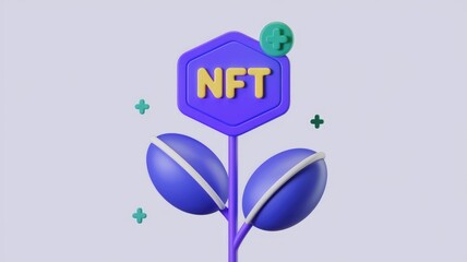Poster - NFT growth visualized as a blooming flower, symbolizing the flourishing NFT market.