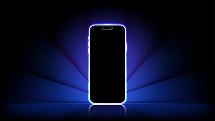 Poster - Smartphone and Mobile Phone Light Screens: Illustrations of Glowing Display Technology. Vector.
