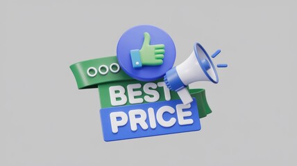 Poster - Announcing the best price with a thumbs up and megaphone.