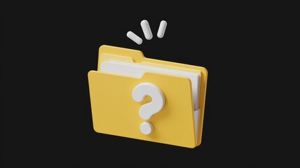 Fototapete - A yellow folder icon with a question mark, signifying unknown or missing files.