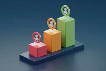 Aufkleber - Ascending bar graph showing increasing user growth or business performance.