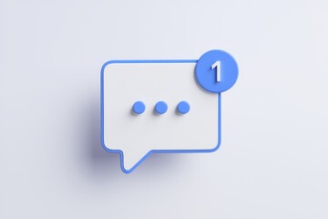 Poster - 3D rendered blue chat bubble with one new message notification.