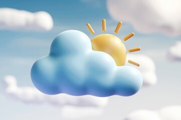 Poster - A 3D rendering of a partly sunny day, with a cute, cartoonish cloud and sun.