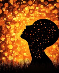 Aufkleber - Silhouette viewpoints vibrant abstract art and emotional reflections in creative spaces Blur Background 