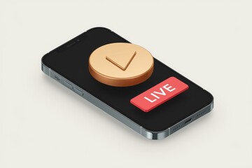 Aufkleber - Smartphone screen displays a live stream button with a play icon, indicating a live broadcast.