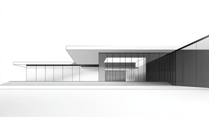 Poster - Modern Architectural Design Featuring Sleek Lines and Open Spaces, Emphasizing Minimalism and Contemporary Style in a Light-Filled Environment