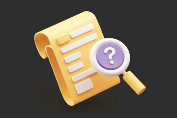 Leinwandbilder - A magnifying glass with a question mark examines a document, symbolizing inquiry and investigation.