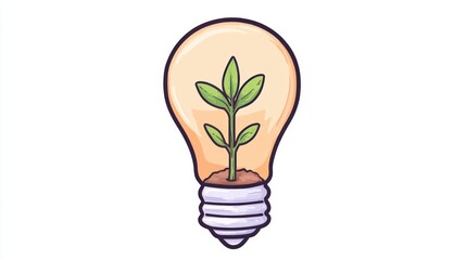Poster - Sustainable innovationplant growth inside a light bulb eco-friendly concept digital art