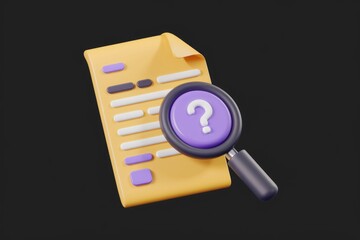 Poster - A magnifying glass with a question mark hovers over a document, symbolizing searching for answers or information within a document.