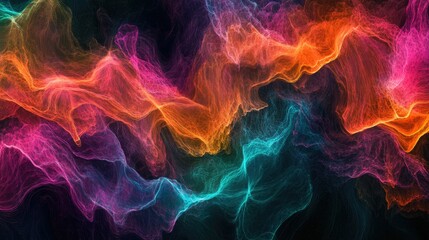 Aufkleber - Vibrant Abstract Background with Colorful Swirls and Fluid Waves Creating a Dynamic and Energetic Atmosphere for Creative Projects or Designs