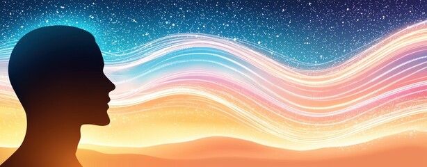 Aufkleber - Exploring human consciousness dreamscape digital art abstract side view imagination
