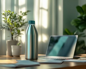Poster - Modern Home Office Minimalist Setup for Effective E-Learning and Digital Productivity
