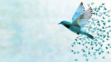 Poster - bird in motion nature digital art abstract background dynamic viewpoint freedom concept