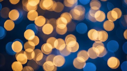 blue golden abstract bokeh light, defocused circular bright luminous lights effect background, blurr