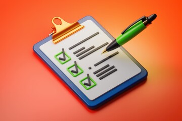 Leinwandbilder - A clipboard with a checklist and a pen, signifying task management and completion.