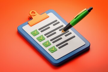 Leinwandbilder - A clipboard with a checklist and a pen, signifying task completion or planning.