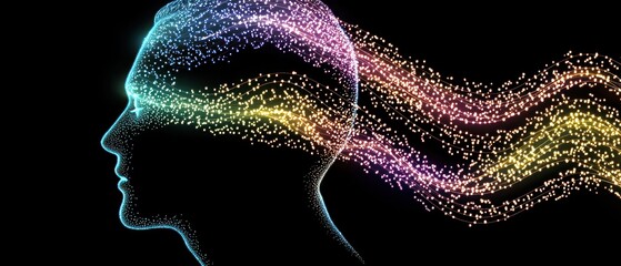 Poster - creative mind visualization digital art abstract concept dark environment profile view